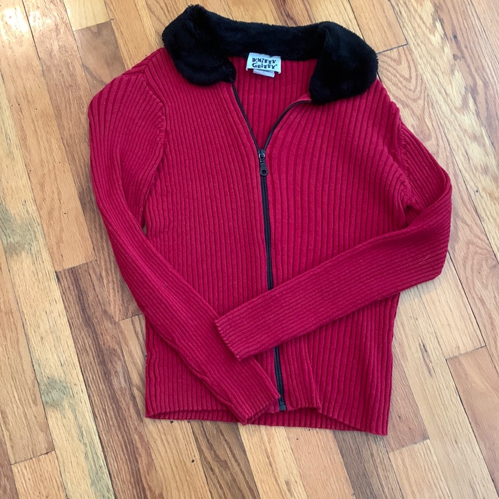 Girls size 14/16 sweater with fake fur collar